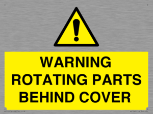 WARNING ROTATING PARTS BEHIND COVER